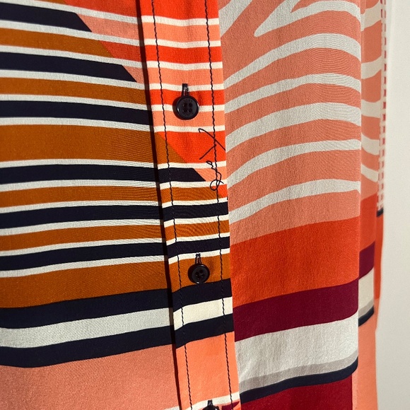 Tory Burch Silk Patchwork Branded Blouse Size 14 $385 - Picture 8 of 16